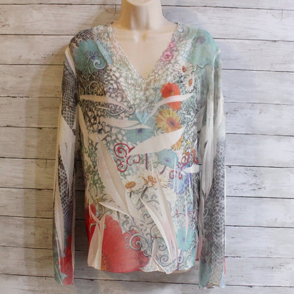 Women's New Vintage Boho Sheer Top Size  XL